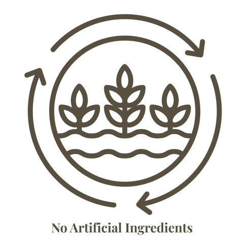 Brown line art logo featuring three plants growing from water, encircled by arrows indicating a cycle.