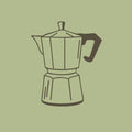 Outline of a coffee moka pot on a green background