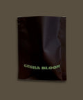 Sample black bag with 'GESHA BLOOM' text on a dark background