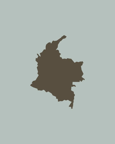 Map outline of Colombia on a light blue background