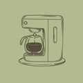 Illustration of a coffee maker on a green background